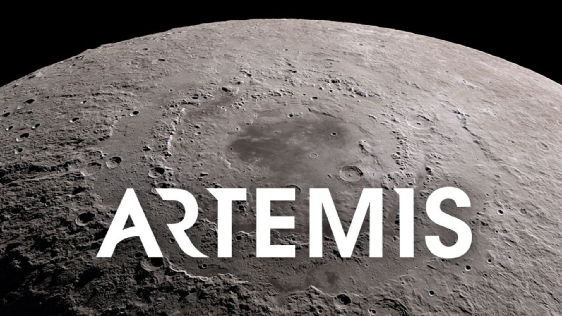 The moon with the words Artemis on it